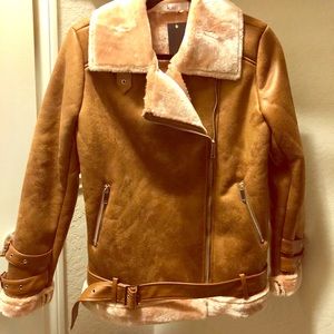 Nasty Gal New With Tags faux suede fur jacket tan